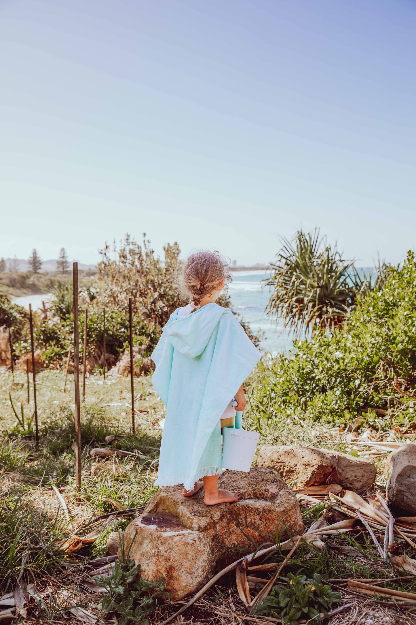 Busselton hooded beach towel - 1 - 7 years, 100% cotton: Mint / 5-7 Years (70 x 70)