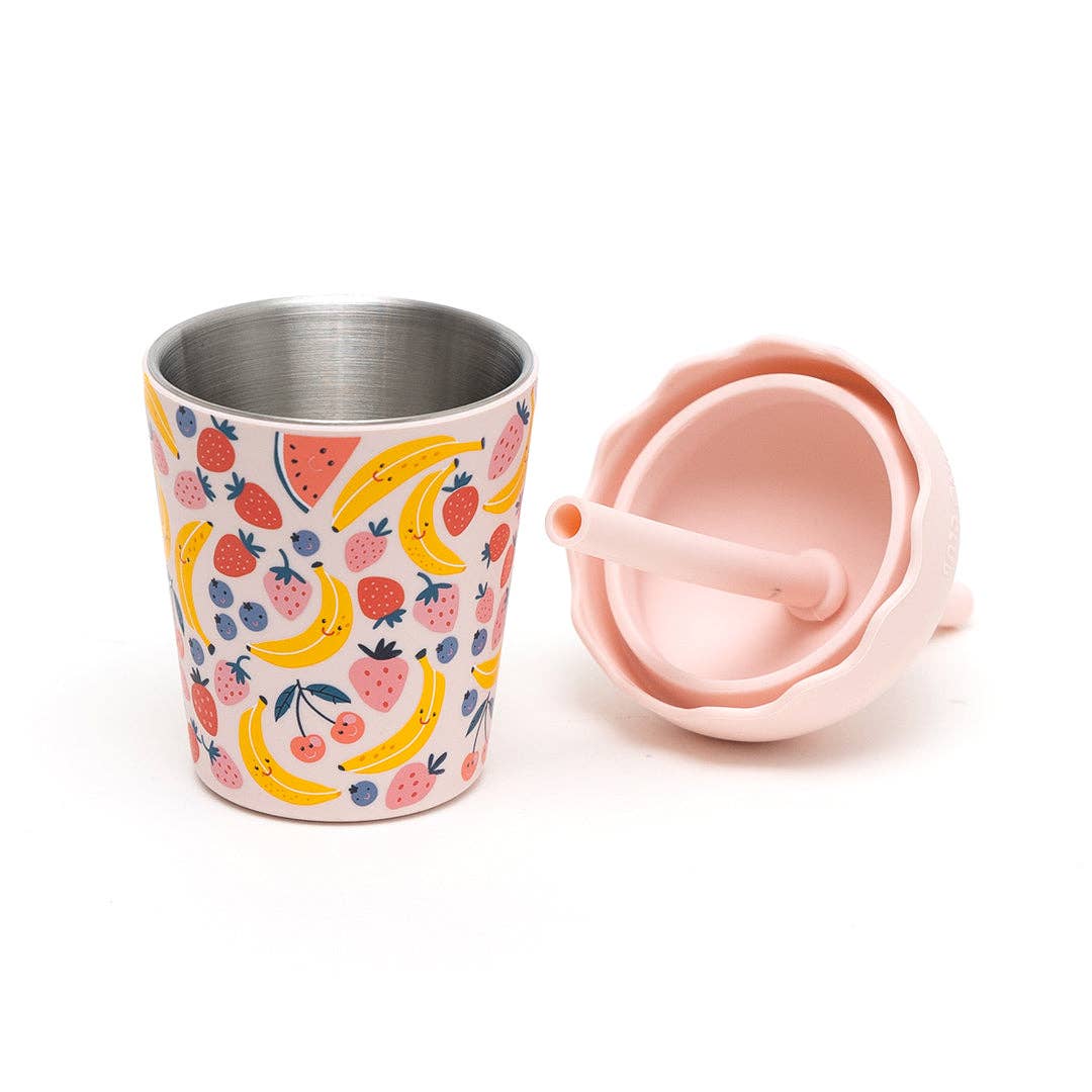 Fruits Pink Mini Smoothie Cup & Straw