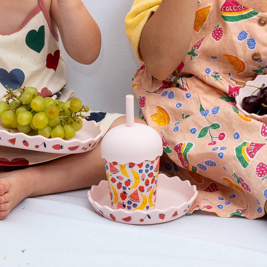 Fruits Pink Mini Smoothie Cup & Straw