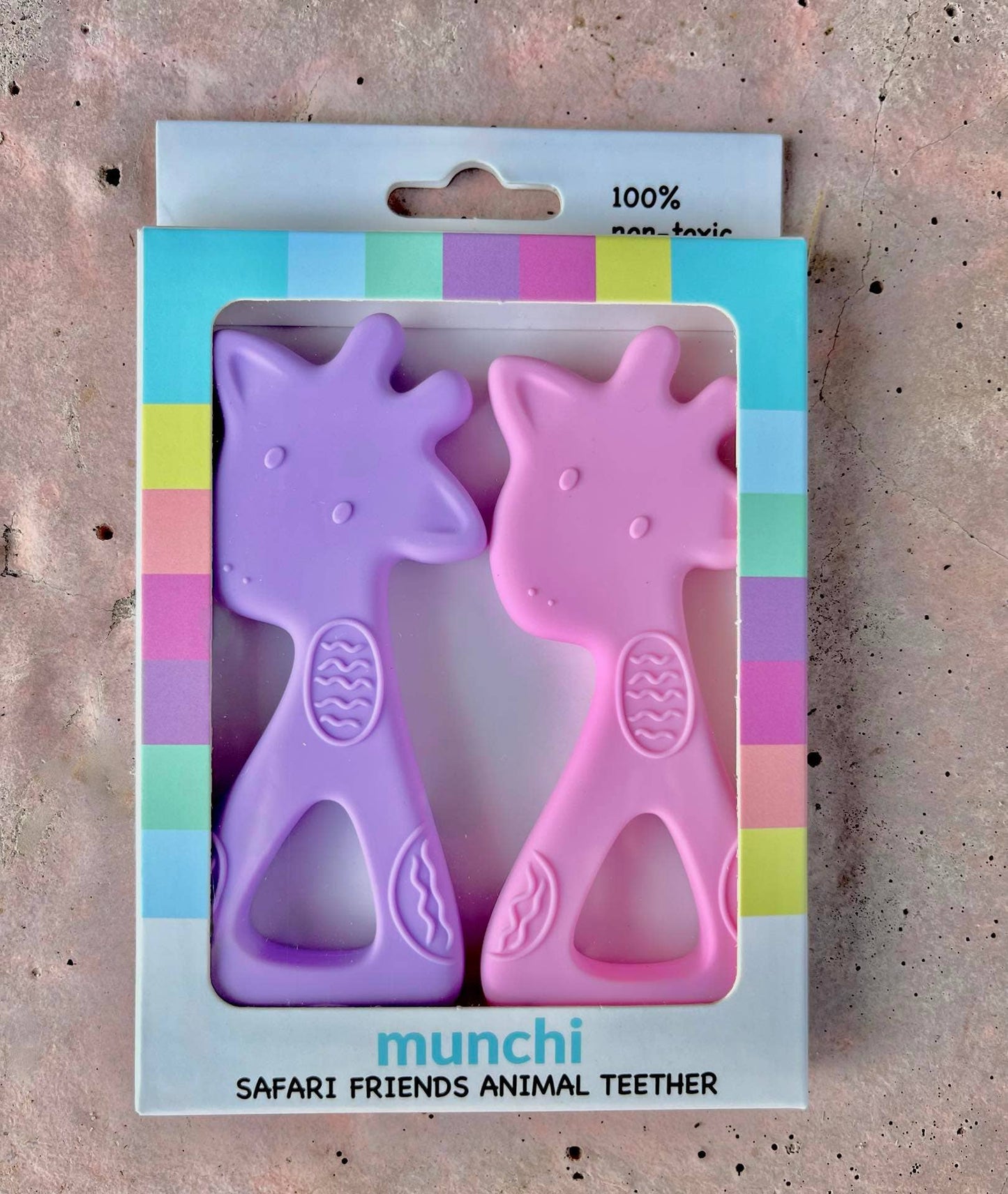 Giraffe Twin Pack Teethers - Pink and Purple