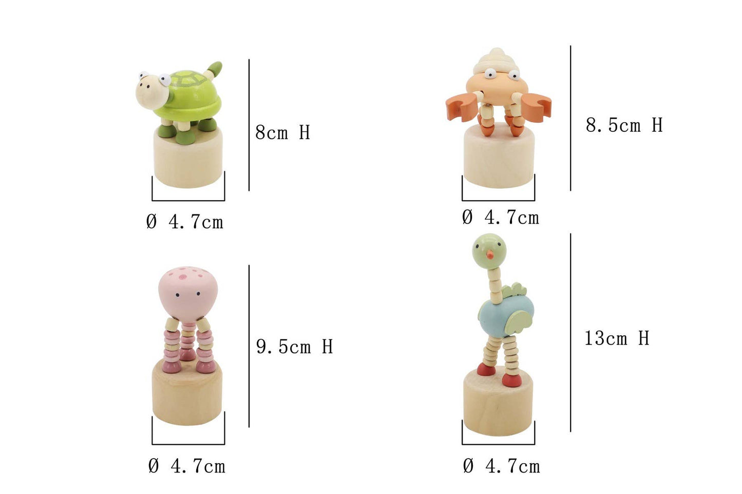 Wooden Sea Animal Press Toys