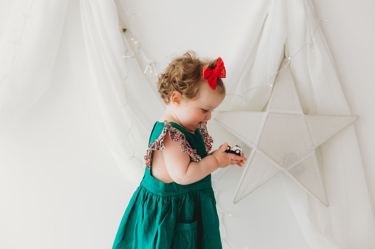 Child Of Mine - Embrodiered Forest Green Dress - Vintage Toys - preorder