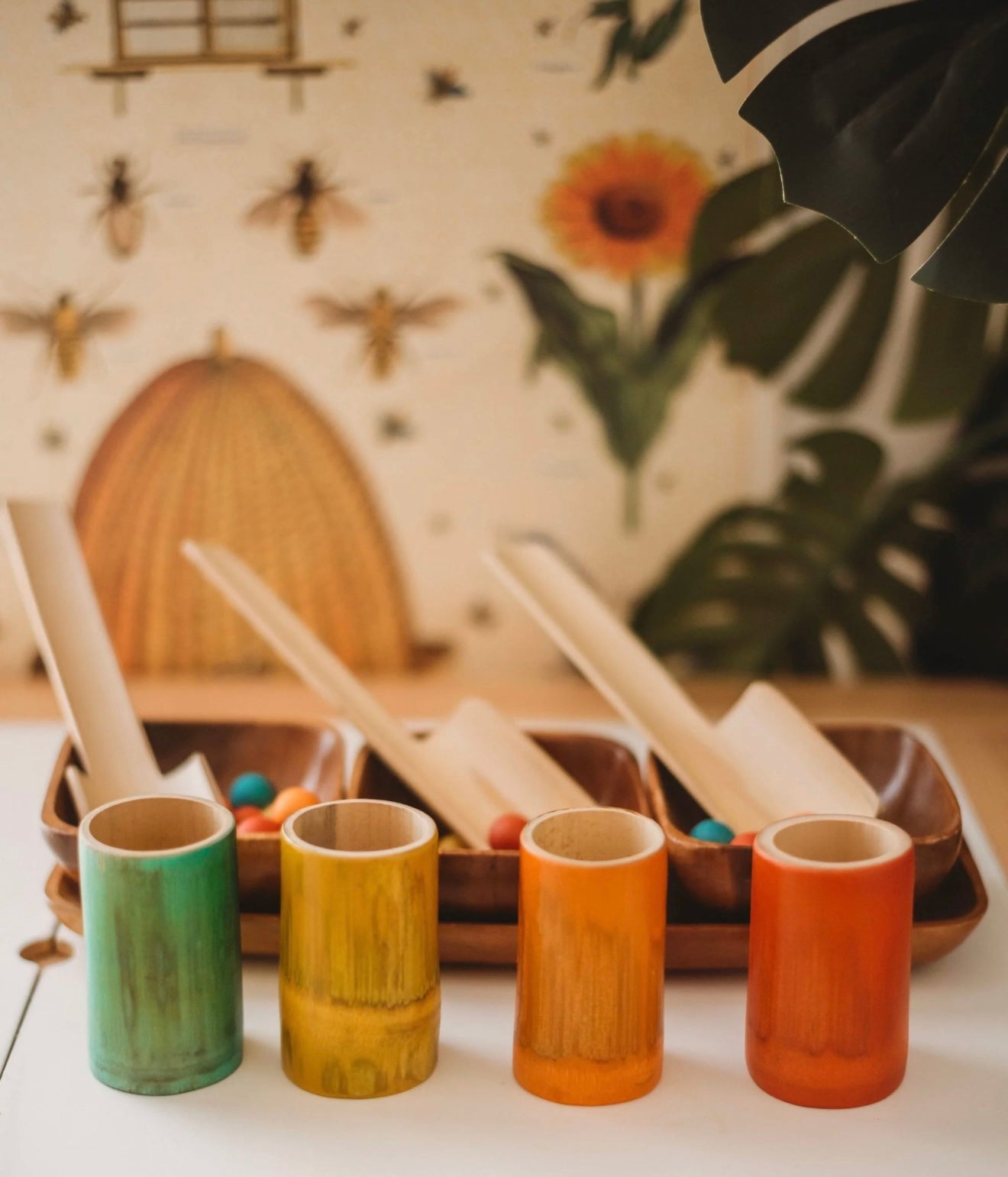 Qtoys Rainbow Bamboo Sorting Tubes