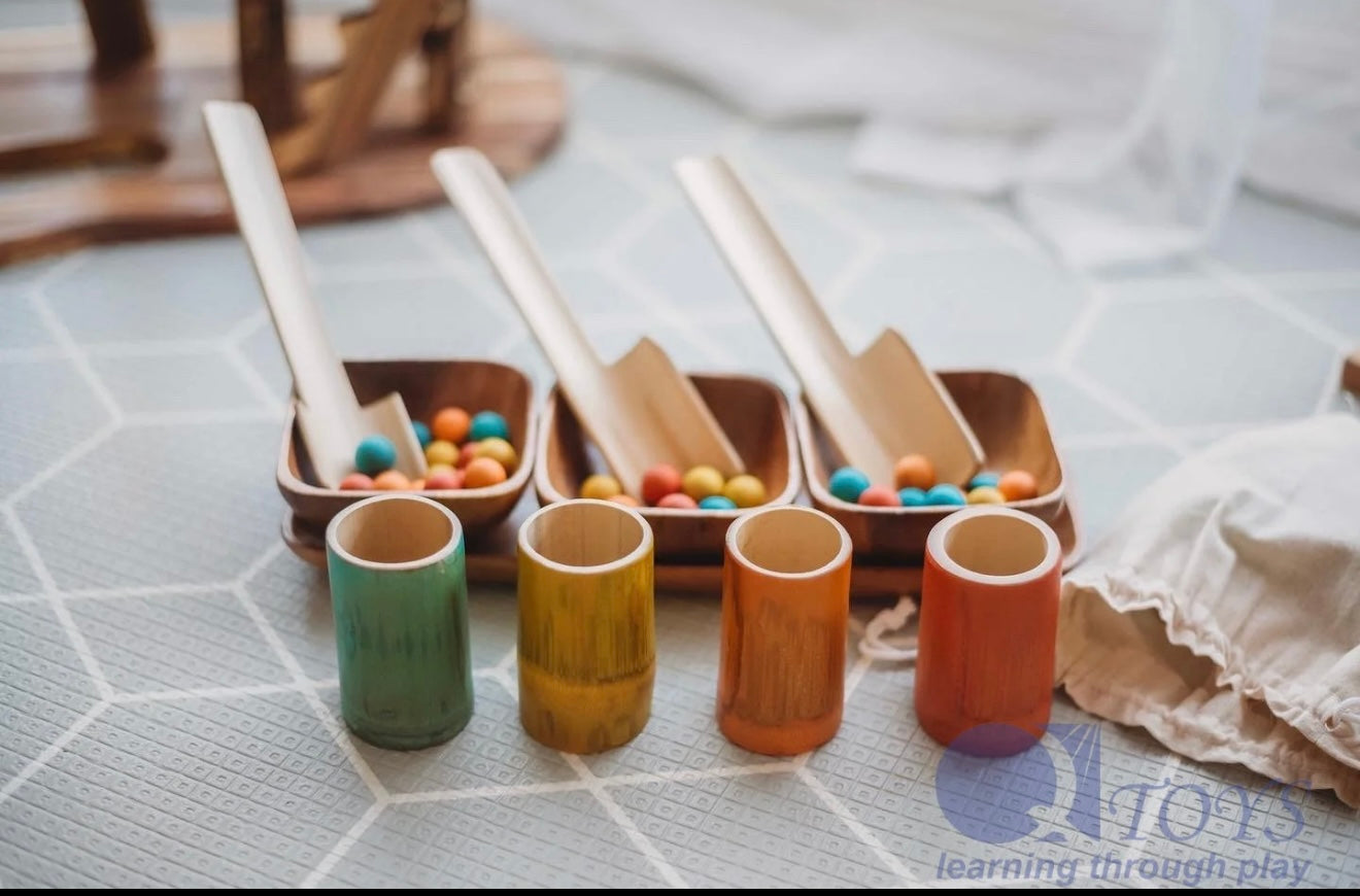 Qtoys Rainbow Bamboo Sorting Tubes