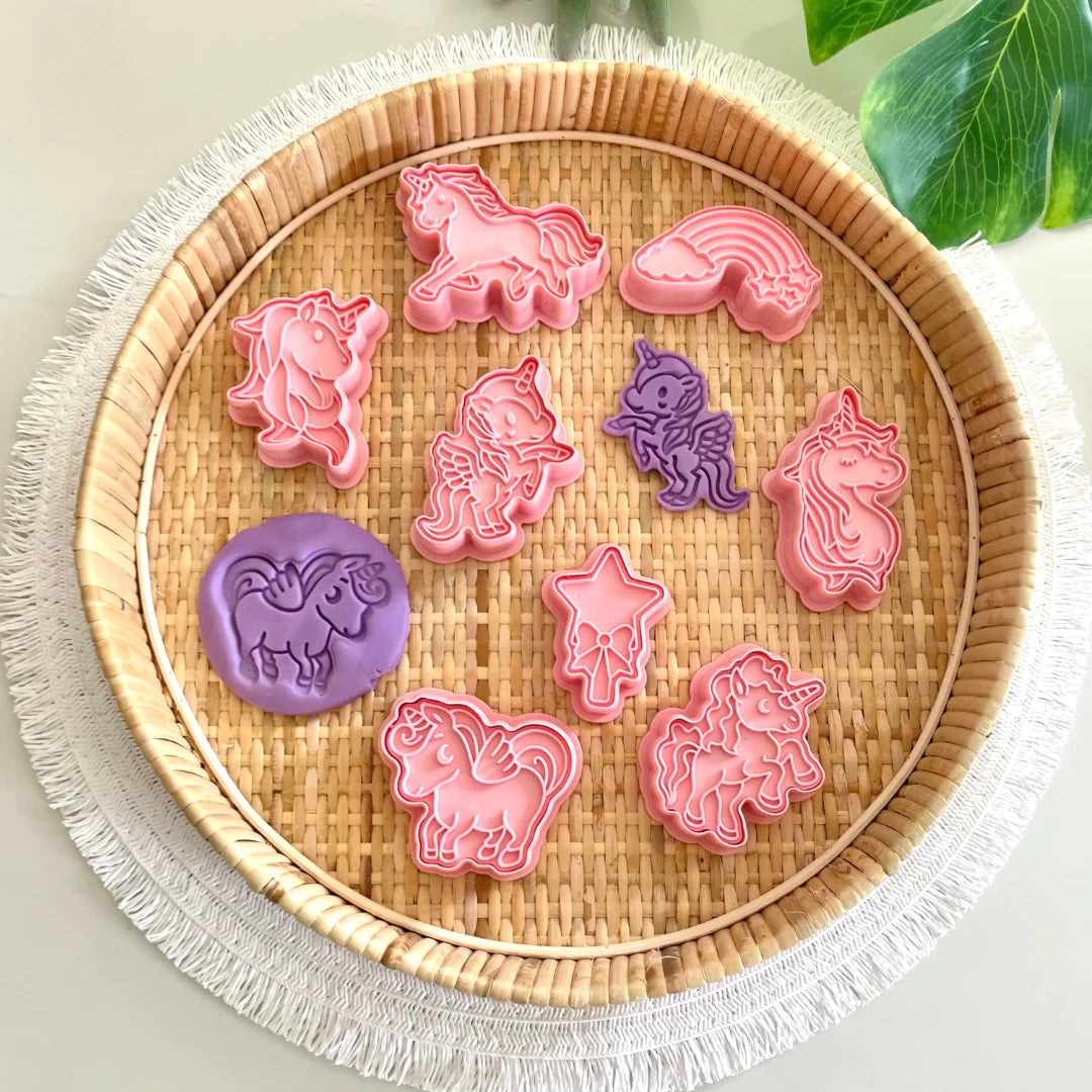 Wild Dough Cutters & Stamp Set - Unicorns