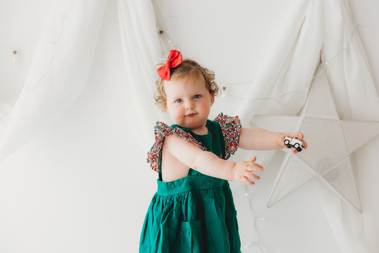Child Of Mine - Embrodiered Forest Green Dress - Vintage Toys - preorder