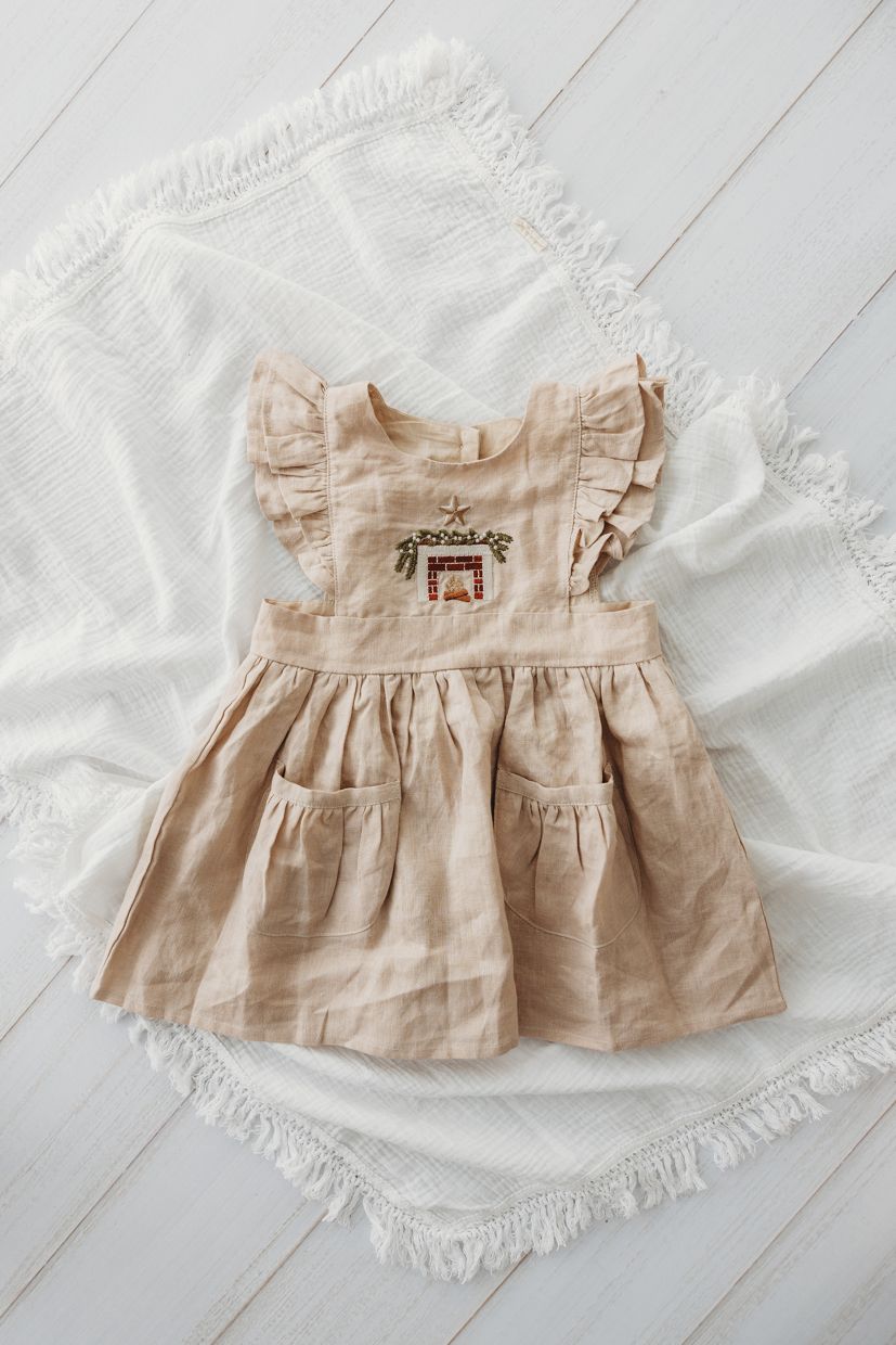 Child Of Mine - Embroidered Oak Dress - Cosy Fireplace - preorder