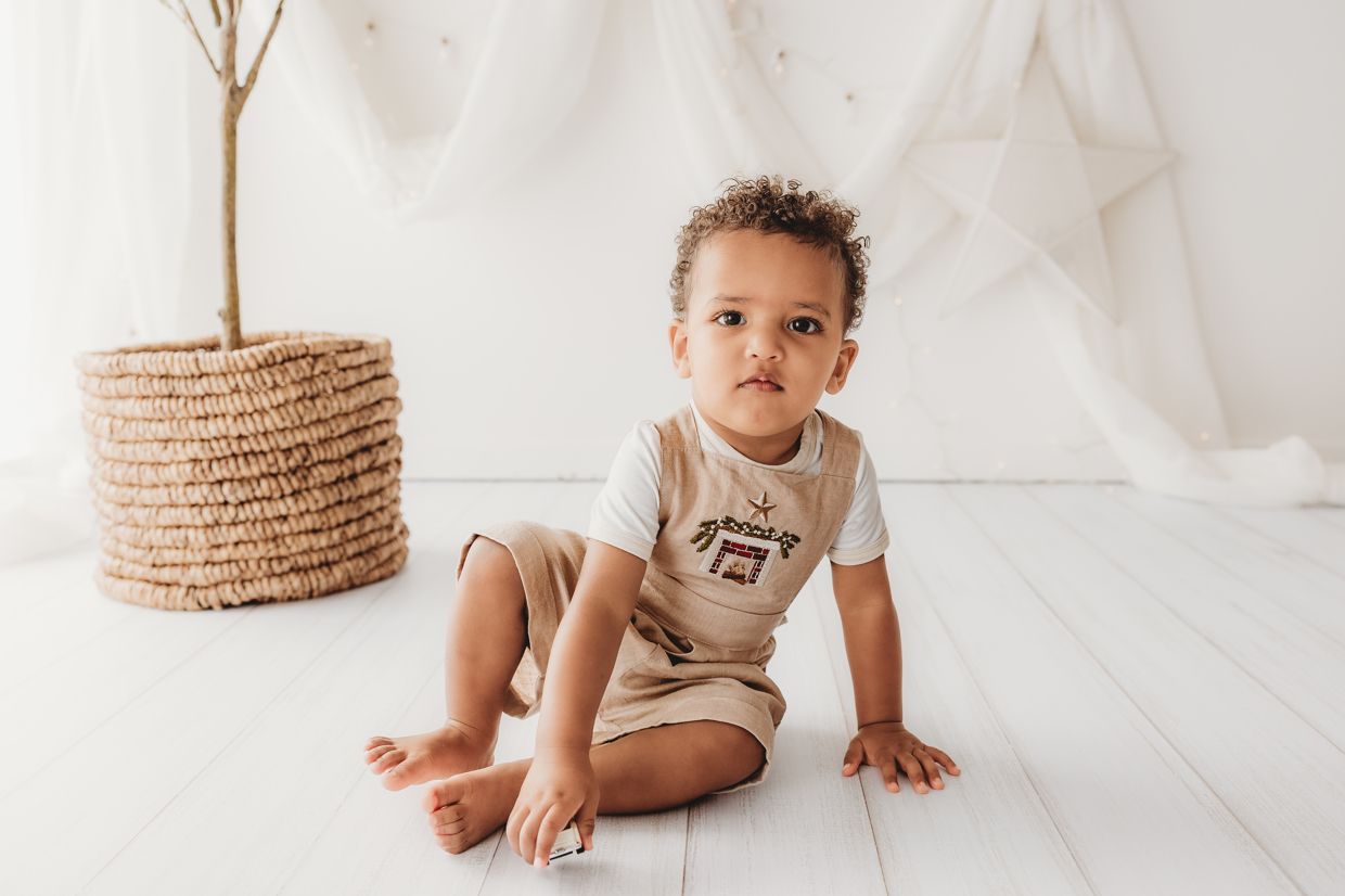 Child Of Mine - Embroidered Oak Overalls - Cosy Fireplace - preorder