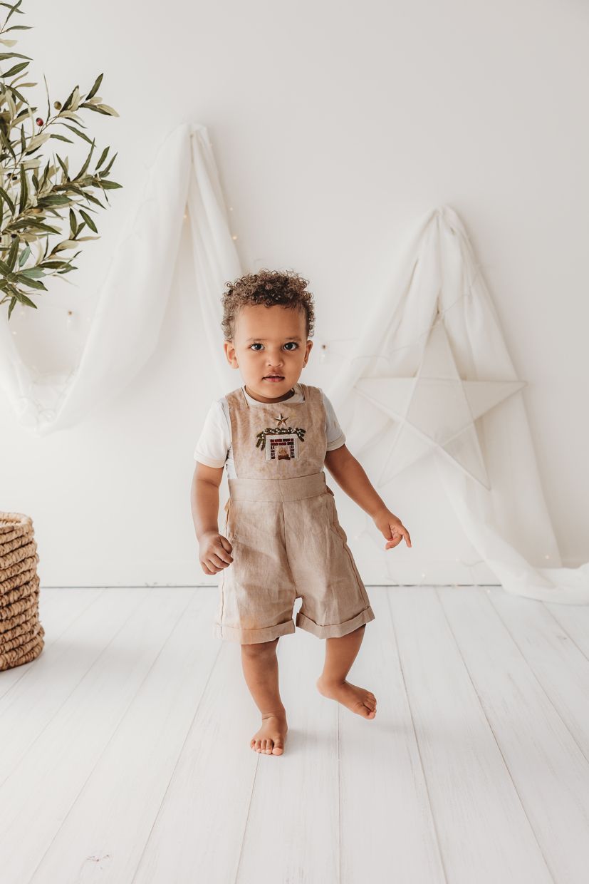 Child Of Mine - Embroidered Oak Overalls - Cosy Fireplace - preorder