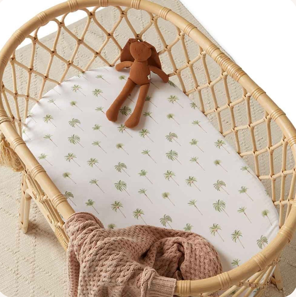 Snuggle Hunny Kids - Green Palm Bassinet Sheet / Change Pad Cover