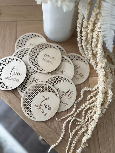Rattan Moon Engraved Milestone Plaques