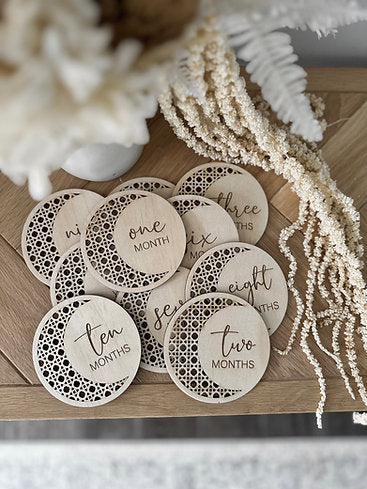 Rattan Moon Engraved Milestone Plaques