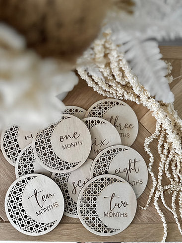 Rattan Moon Engraved Milestone Plaques