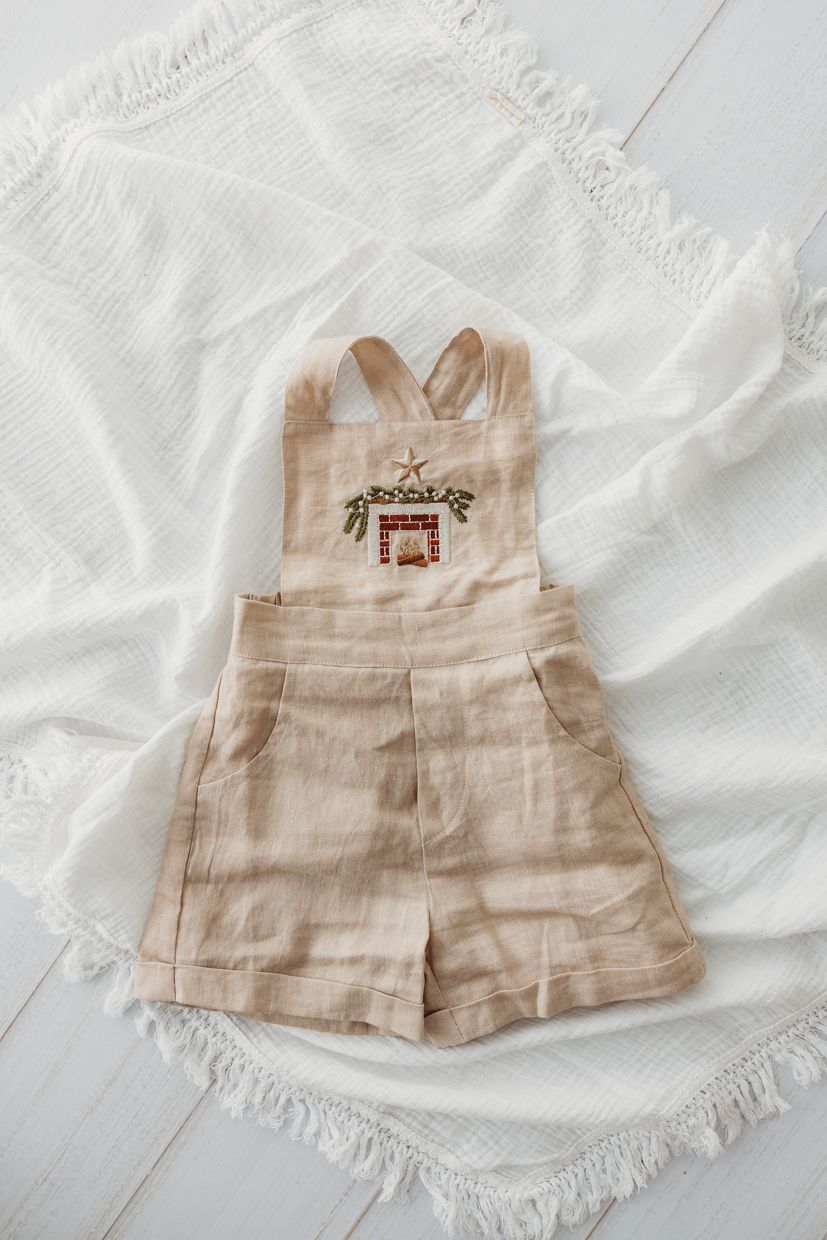 Child Of Mine - Embroidered Oak Overalls - Cosy Fireplace - preorder