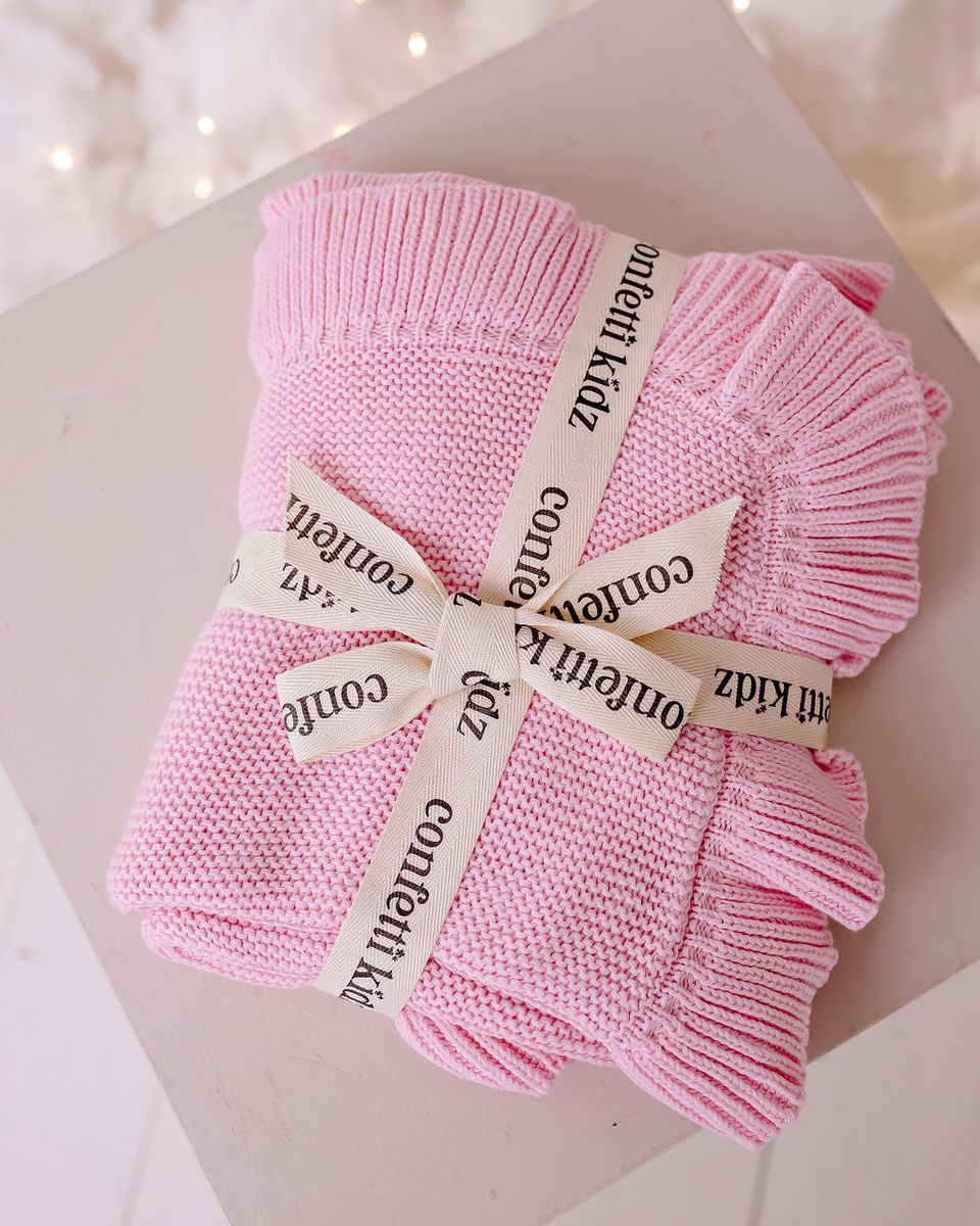 Confetti Kidz Frilly Knit Blanket In Marshmellow