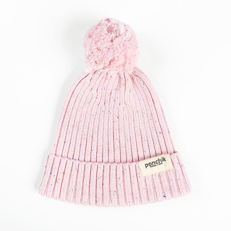Ponchik Babies + Kids - Pom Pom Ribbed Beanie - Love Speckle Knit