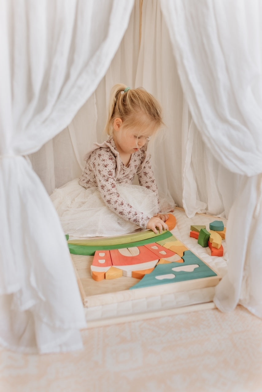 Qtoys - Wooden Fairy Castle Puzzle & Play Set