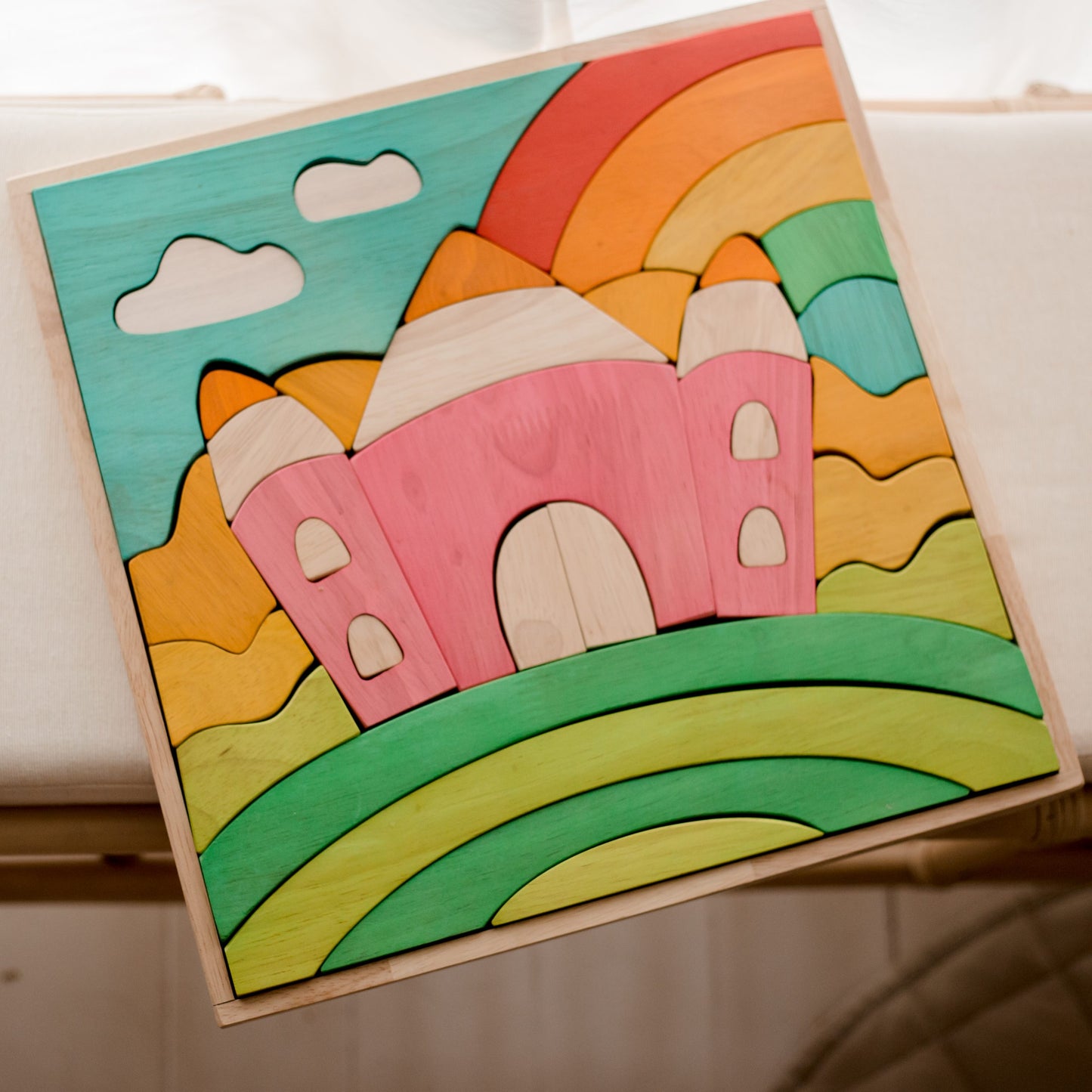 Qtoys - Wooden Fairy Castle Puzzle & Play Set