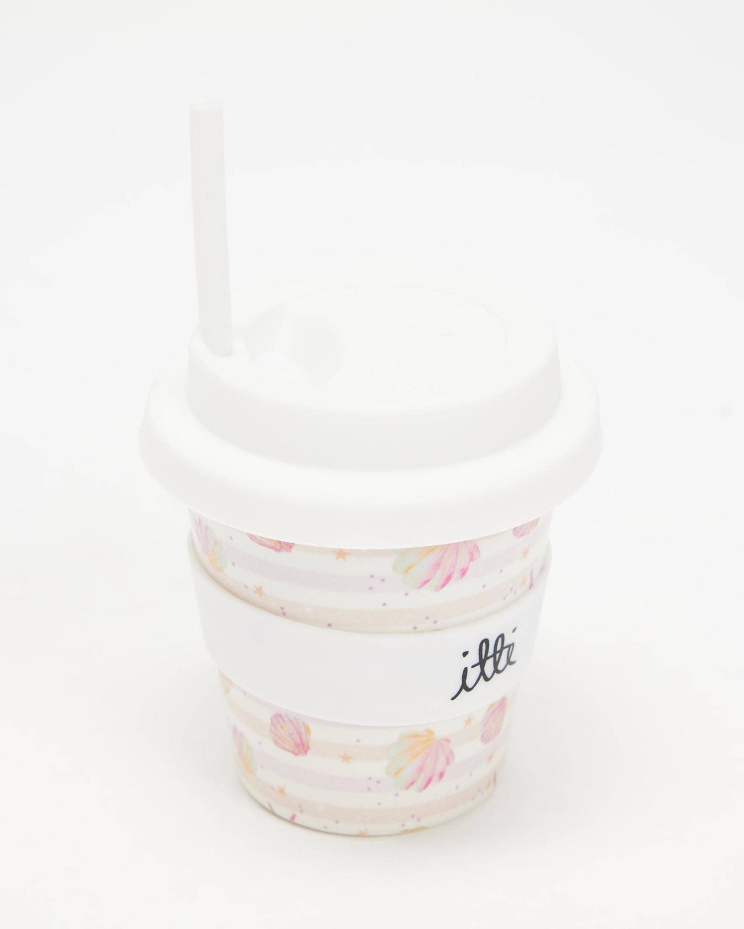 Itti Bamboo Baby Cino Cup + 2 Straws - Seashells PREORDER