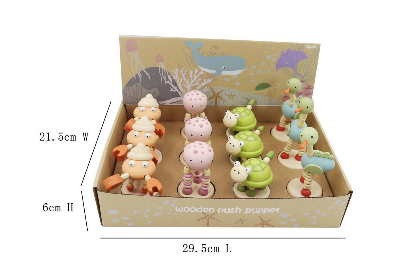 Wooden Sea Animal Press Toys