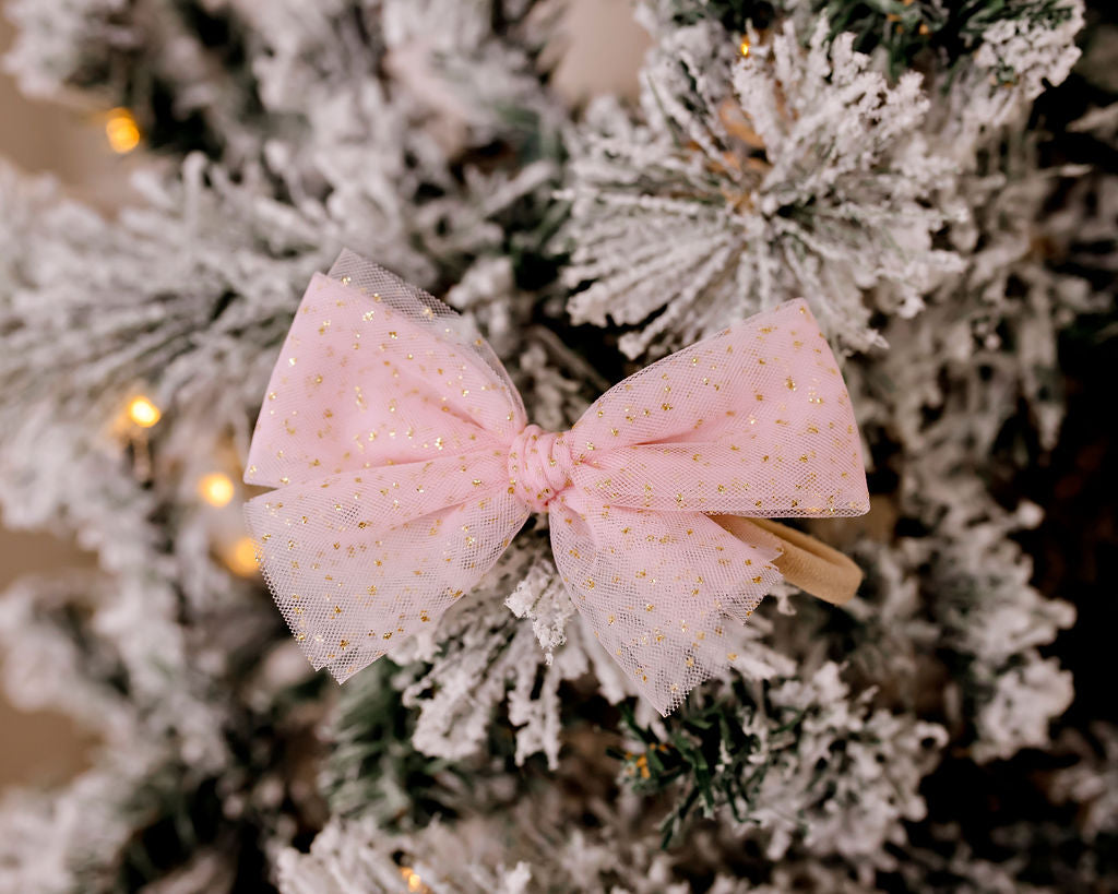 Sparkly Pink Tulle Bow