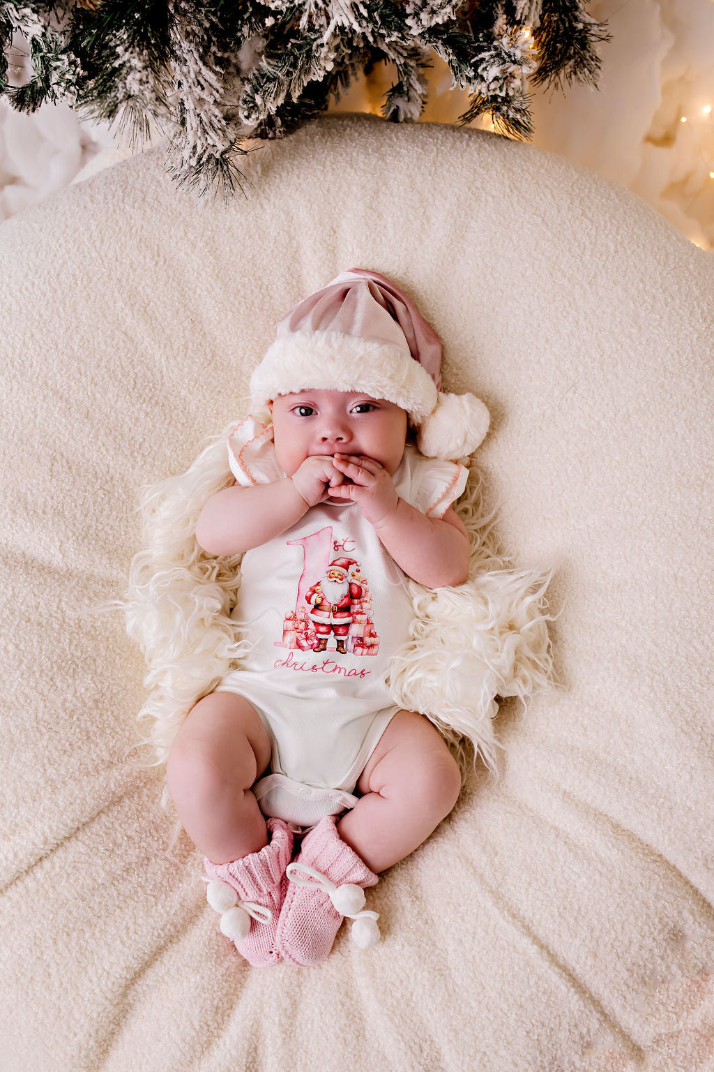 My First Christmas Bodysuit - Pink Santa