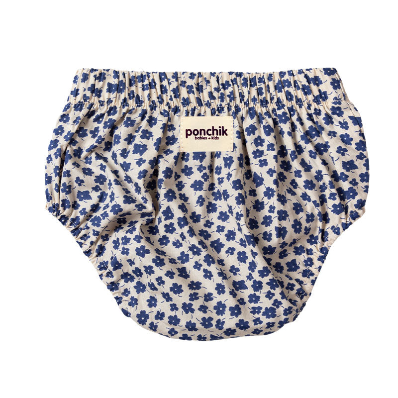 Floral Elastic Waist Cotton Bloomers Nappy Cover - Bluebell