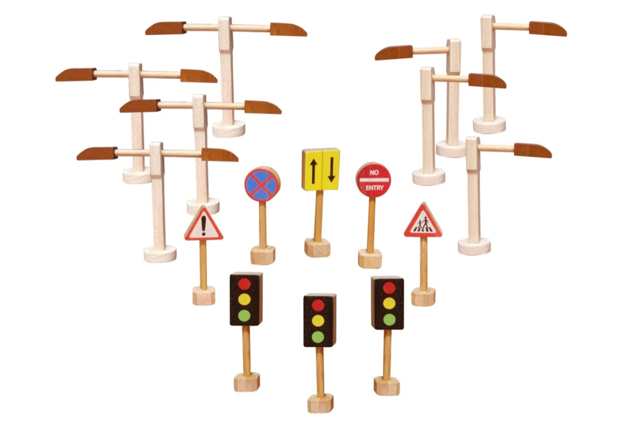 Qtoys- Road Sign Street Lights Set