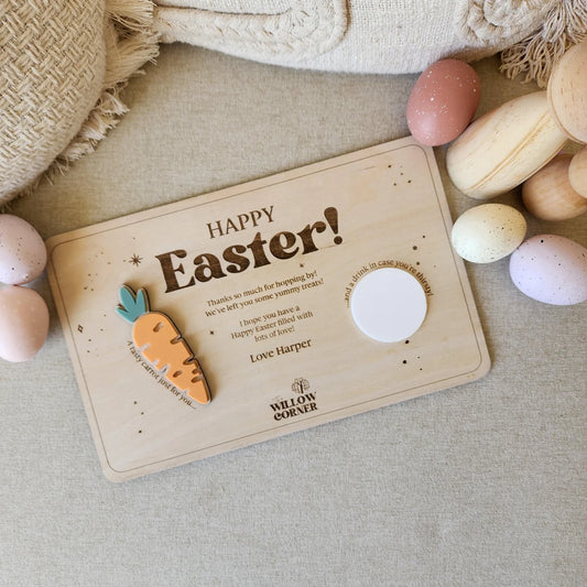 Wooden Easter Tray with 3D Carrot - Easter Keepsake