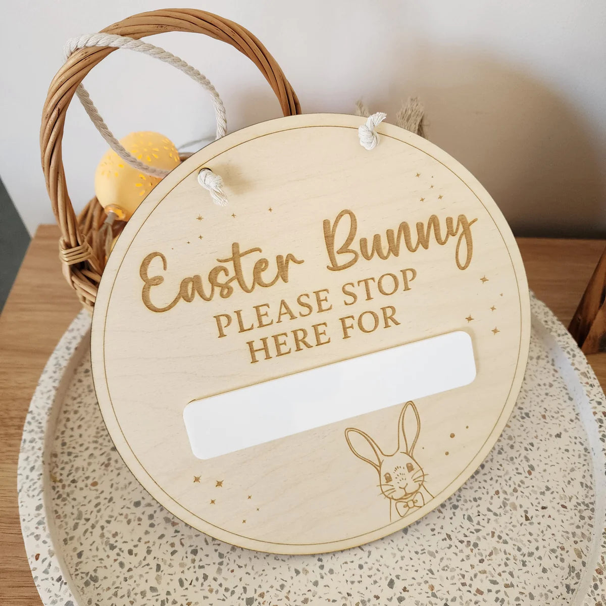 Personalised "Easter Bunny Please Stop Here For" - Reusable Wooden Sign