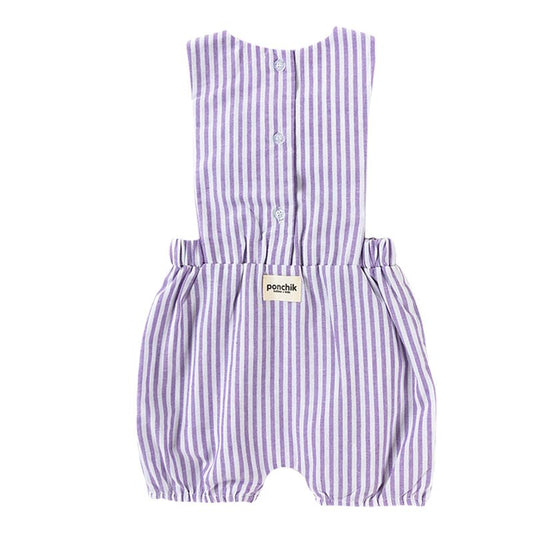 Ponchik Kids Cotton Pinafore Overalls Lilac Stripe