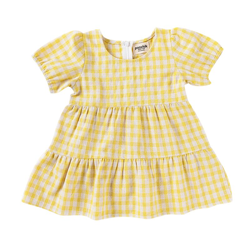Ponchik Kids Cotton Puff Sleeve Dress - Sunshine