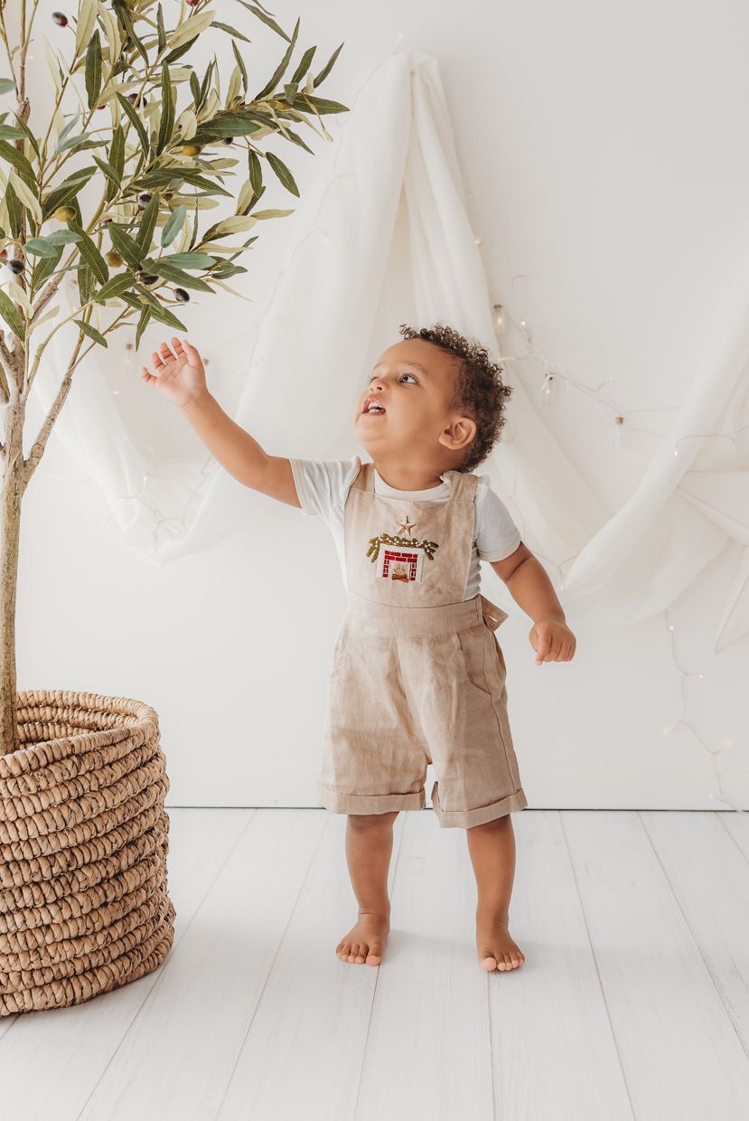 Child Of Mine - Embroidered Oak Overalls - Cosy Fireplace - preorder
