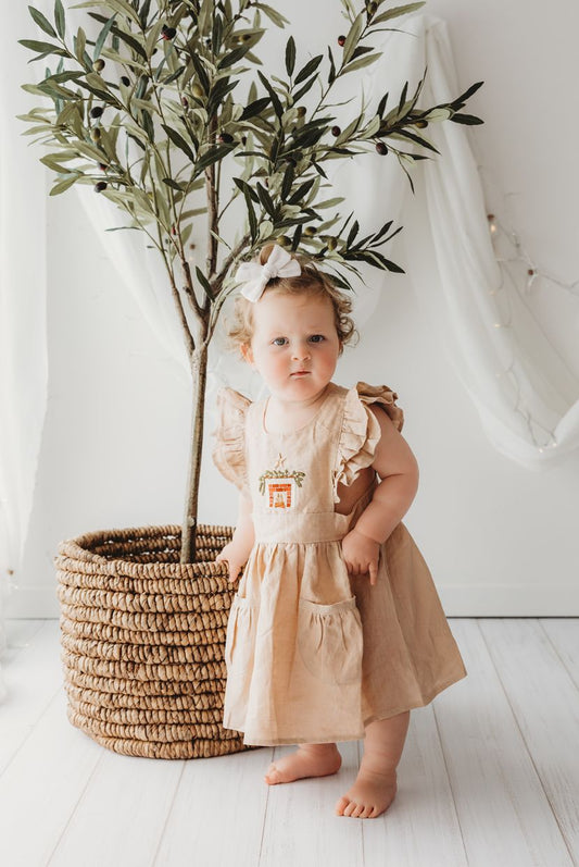 Child Of Mine - Embroidered Oak Dress - Cosy Fireplace - preorder
