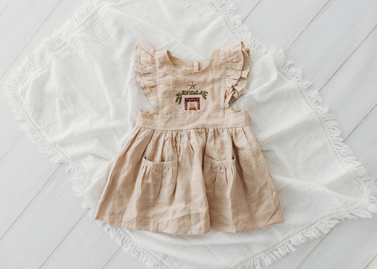 Child Of Mine - Embroidered Oak Dress - Cosy Fireplace