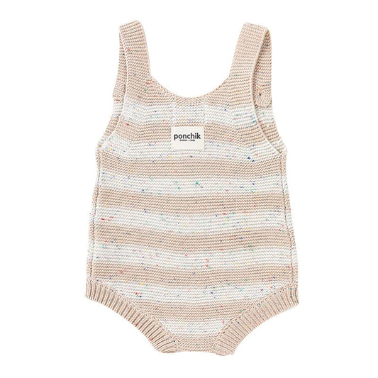 Ponchik Kids Knitted Romper Wheat Speckle