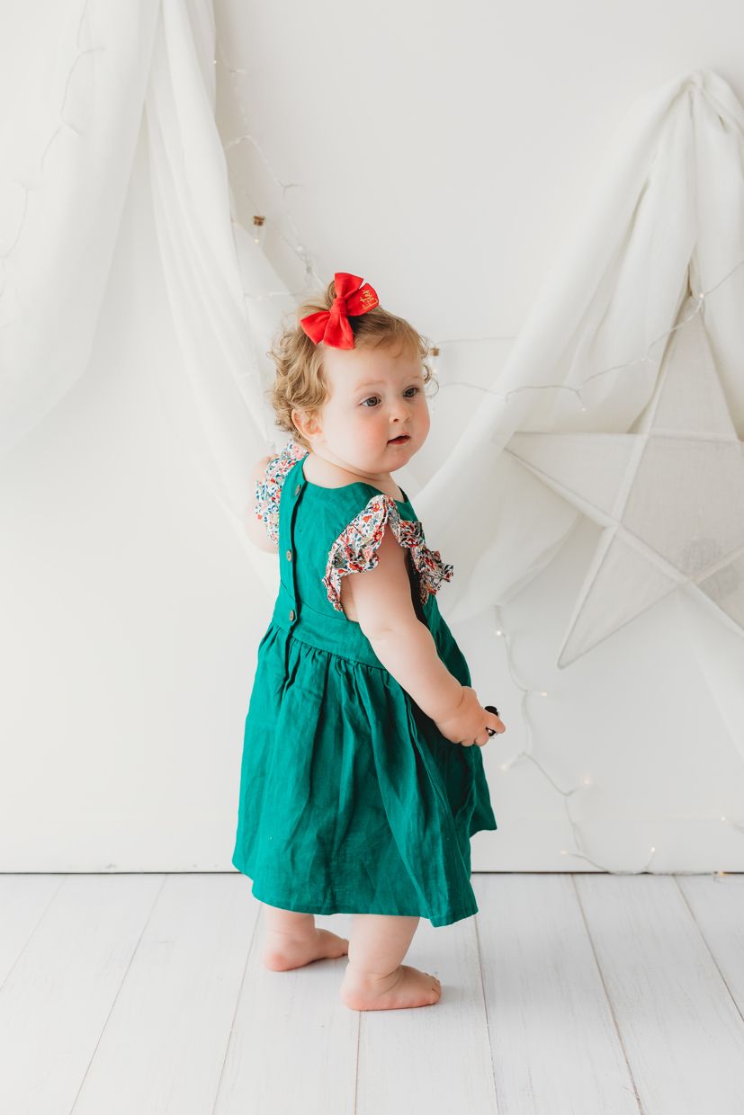 Child Of Mine - Embrodiered Forest Green Dress - Vintage Toys - preorder