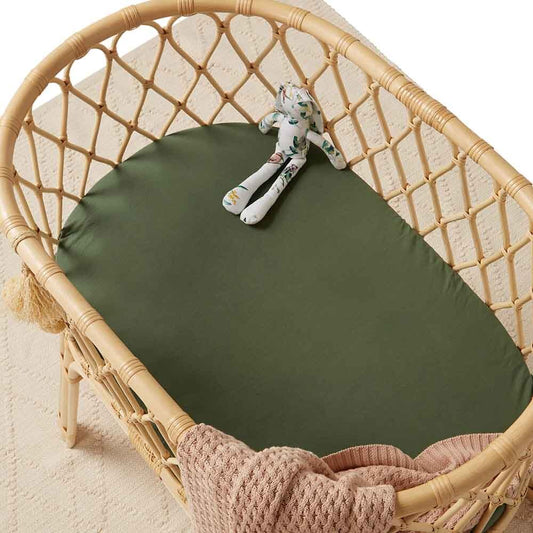 Snuggle Hunny Kids - Olive Fitted Bassinet Sheet / Change Pad Cover
