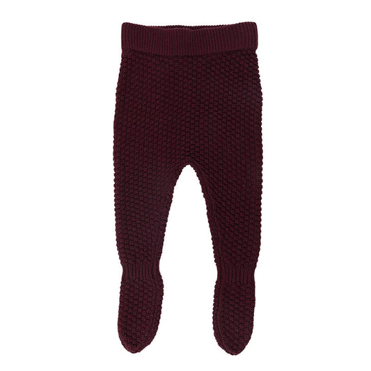 Footed Bubble Knit Pant Leggings - Ruby
