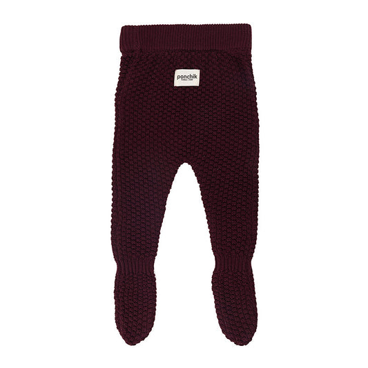 Footed Bubble Knit Pant Leggings - Ruby