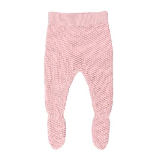 Footed Bubble Knit Pant Leggings - Strawberry Milk