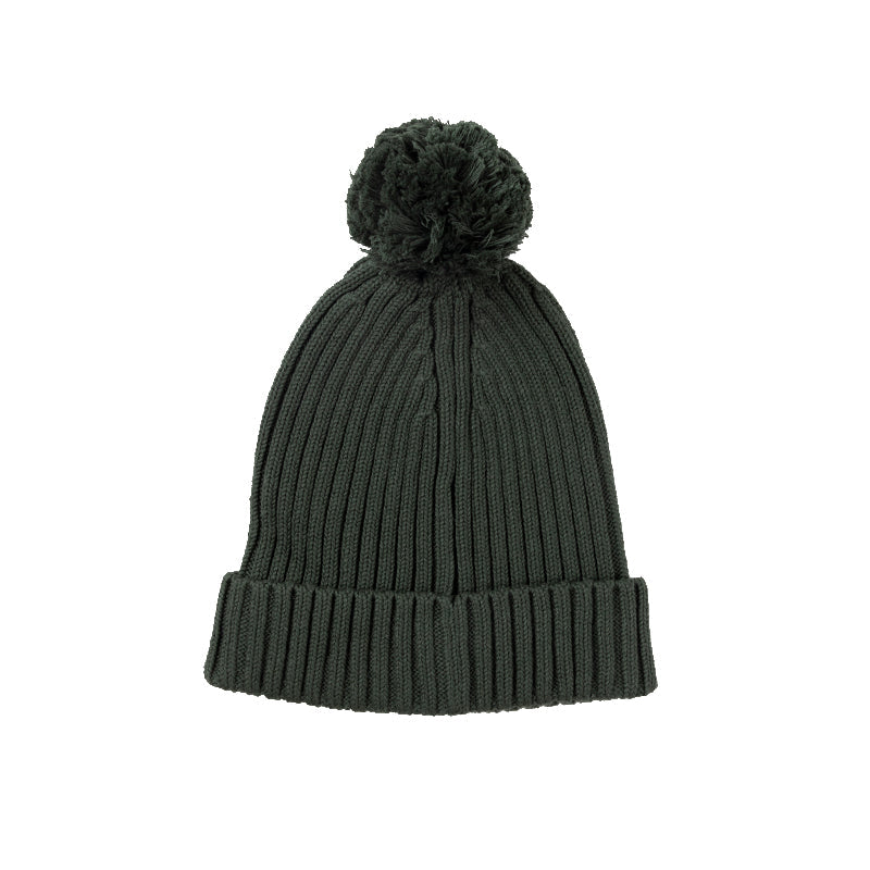 Pom Pom Ribbed Knit Beanie - Pear - Child + Adult