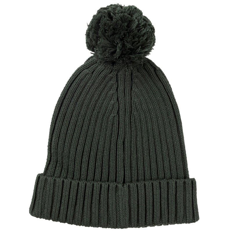 Pom Pom Ribbed Knit Beanie - Pear - Child + Adult