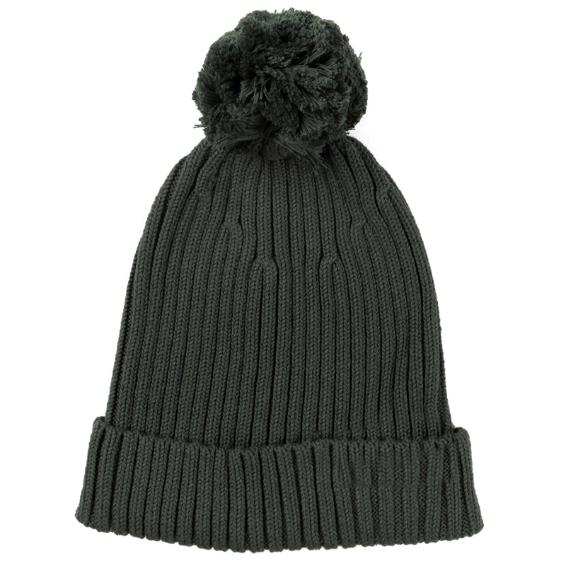 Pom Pom Ribbed Knit Beanie - Pear - Child + Adult