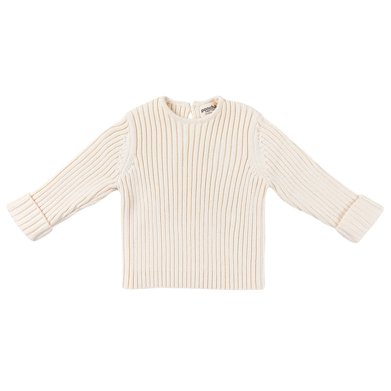 Ribbed Knit Button Jumper - Buttermilk