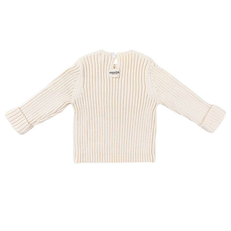 Ribbed Knit Button Jumper - Buttermilk