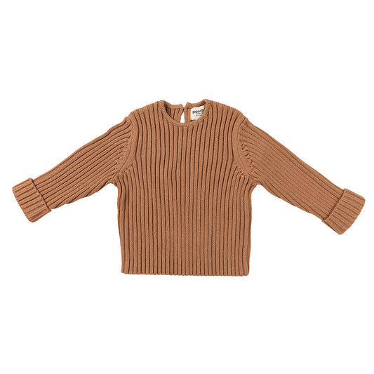 Ribbed Knit Button Jumper - Crepe