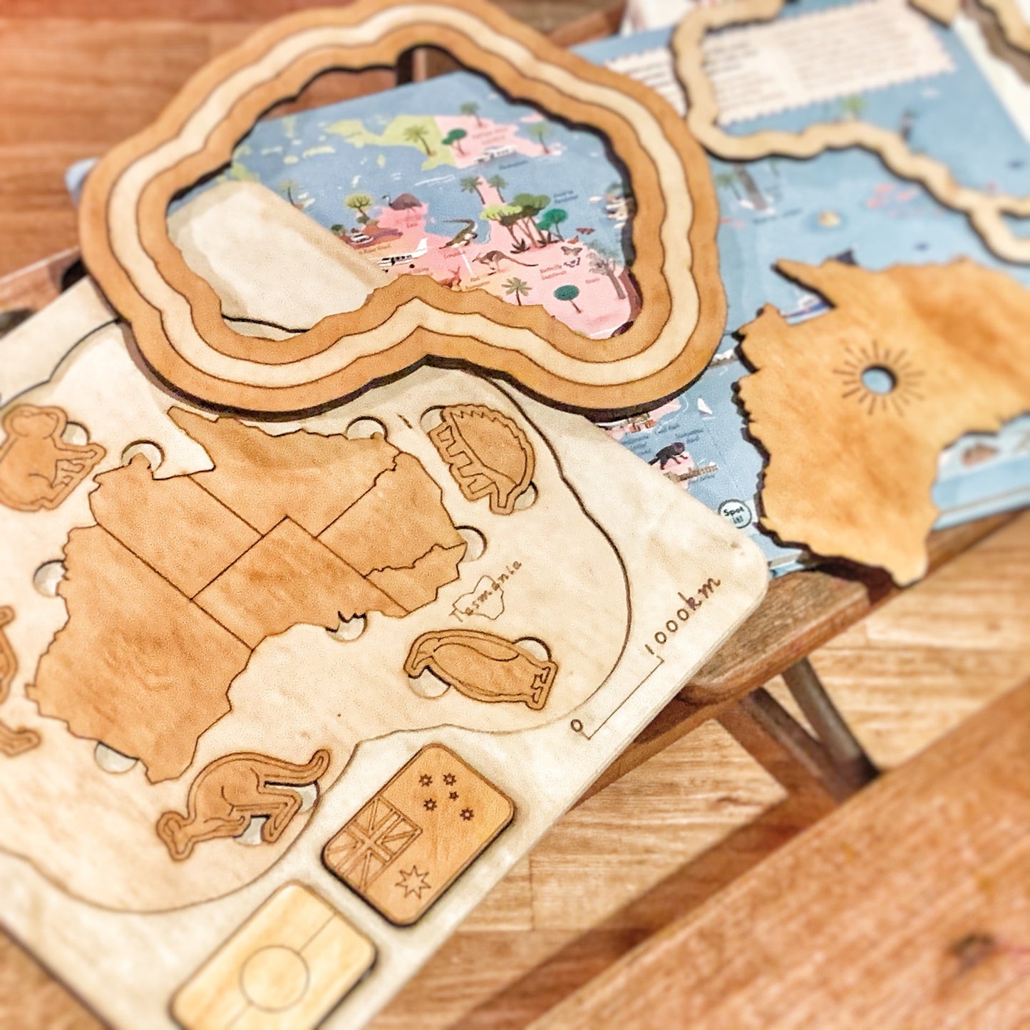 Australia - A Wooden Country, State And Animal Puzzle